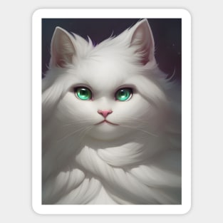 White Cat - Modern Digital Art Sticker